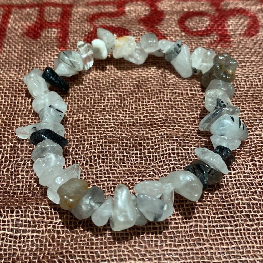 Tourmaline Quartz Chips Stretch Bracelet